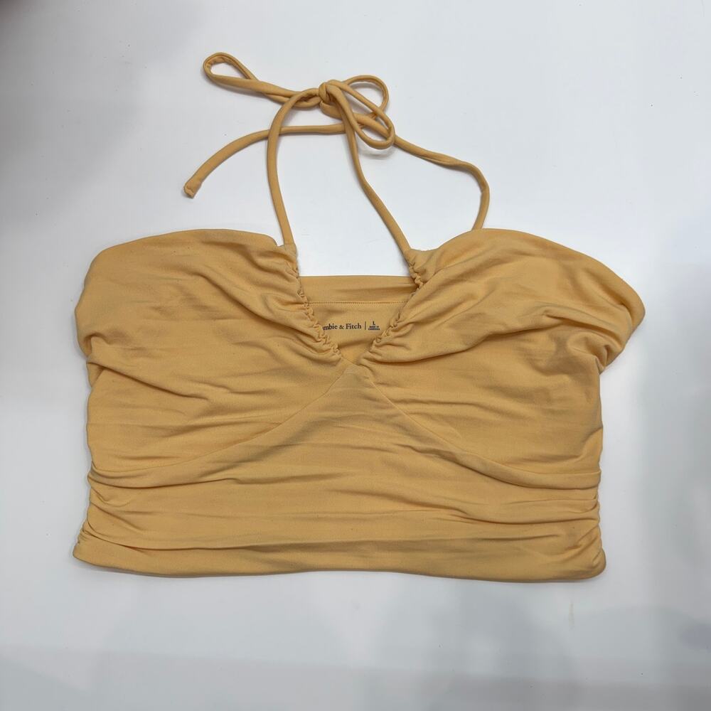 Abercrombie Orange Halter Cropped Tank Top Large Crop Top Seamed Bodice Summer